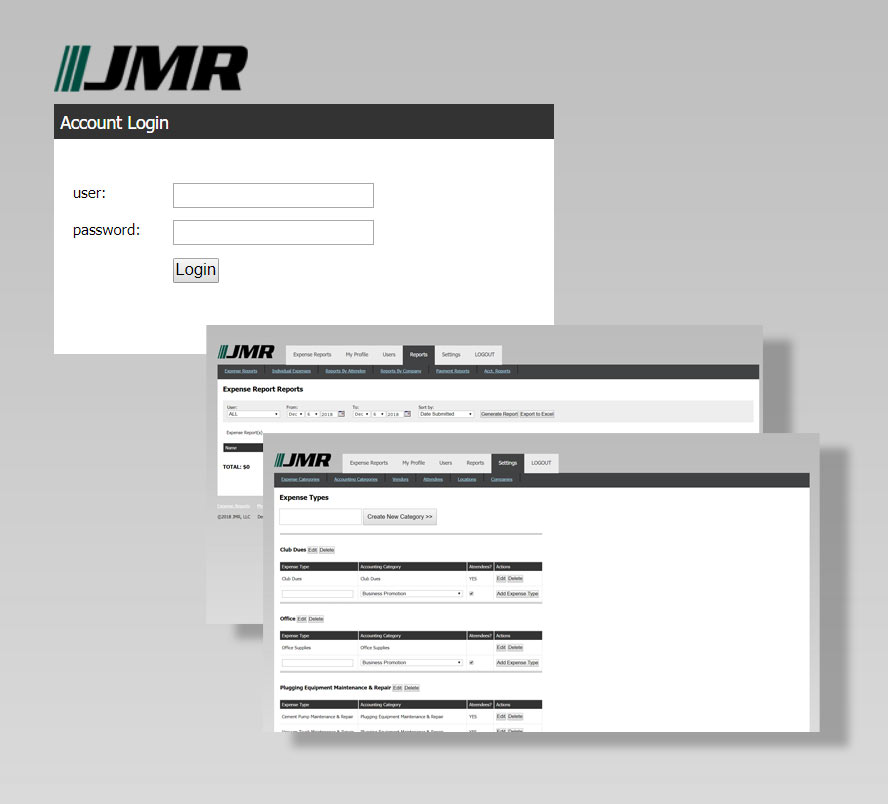 JMR Expense Report App Screenshots