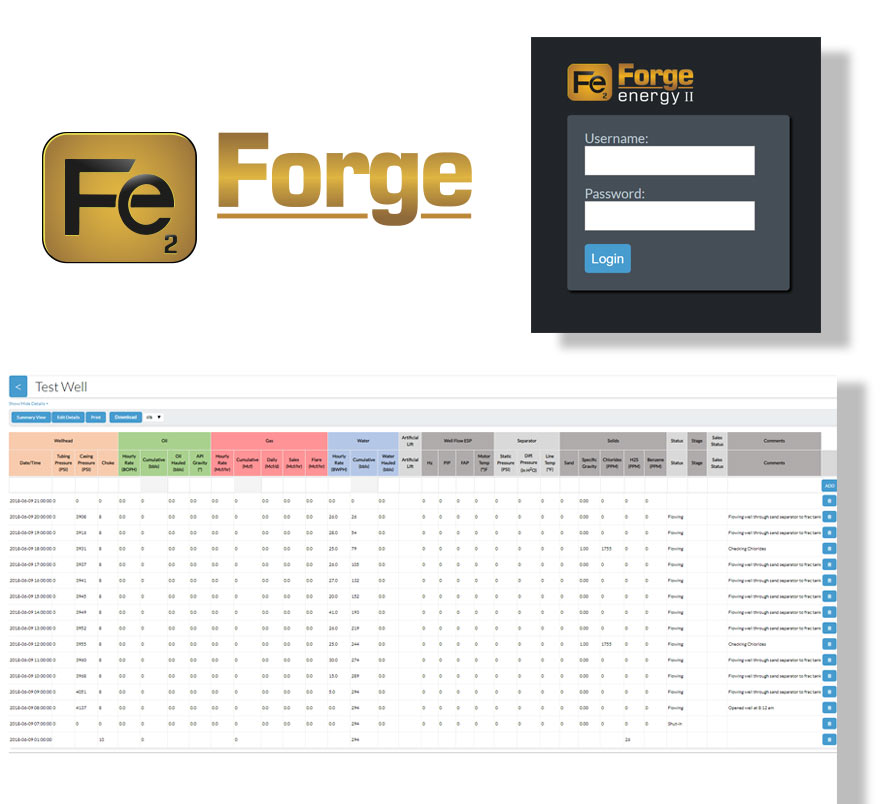 Forge Energy Well Data Web App Screenshots